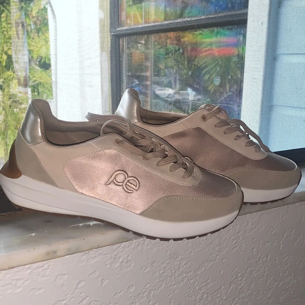 Perry Ellis Metallic Beige Sneakers - Picture 4 of 8